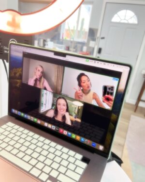 Poppy Liu Instagram - work from home virtual press junket for SPACE CADET featuring guest appearance by my beloved perfect gorgeous velcro baby 🥰