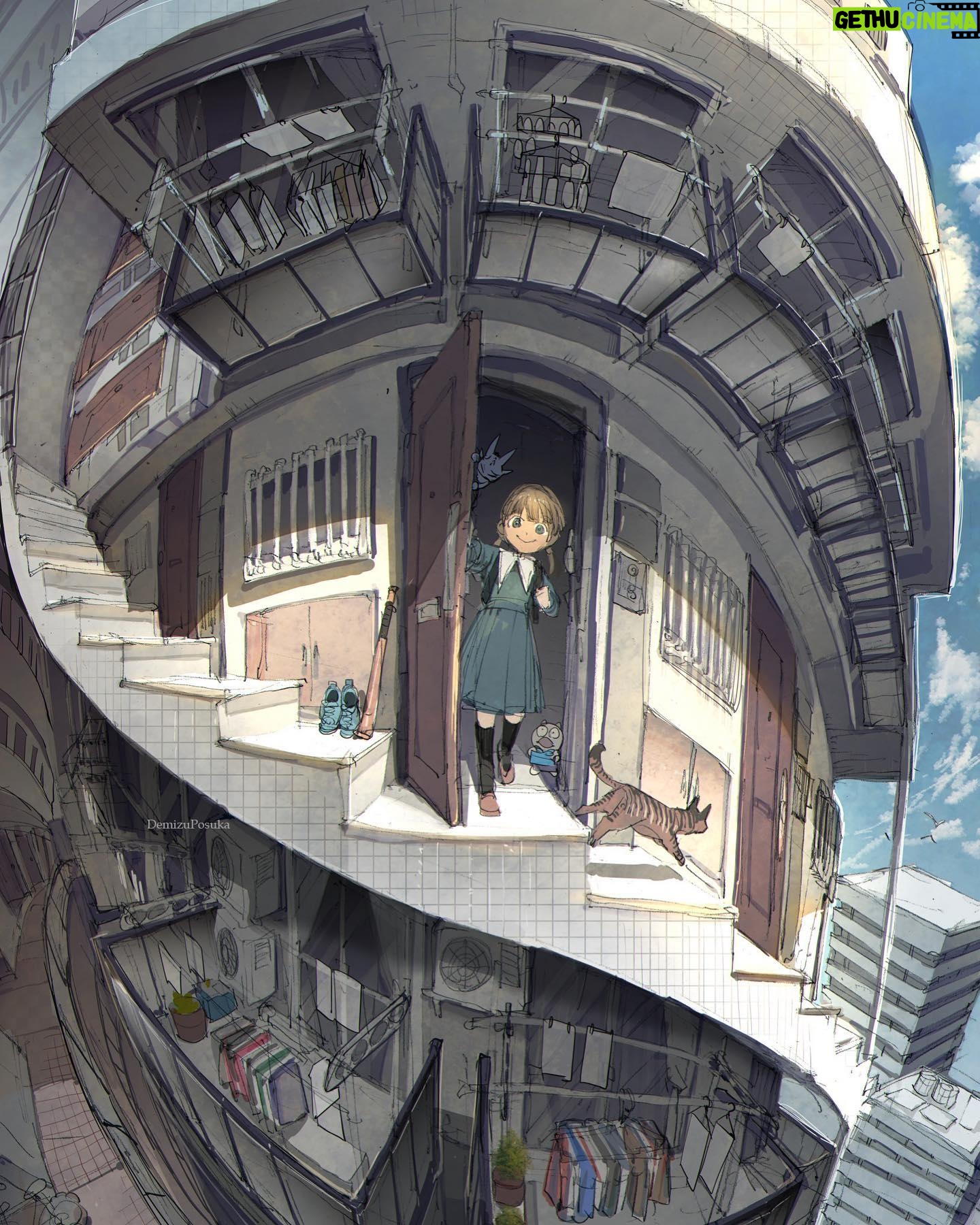 Posuka Demizu - 20.4K Likes - Good morning☀️
-----
#illustration #degitalart #landscape #apartment