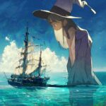 Posuka Demizu Instagram - she's just watching ⛴ The ship drawn by AI is so beautiful, she just looks at the world like Gulliver.😳 ーーー #digitalart