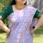 Pranathy Sadhanala Instagram - రంగమ్మ మంగమ్మా 💜💚 This beautiful saree @charvik_collections_1 *COST <~ 2550/- Free shipping $ *WCT Brand presents* * Soft party wear Georgette sarees with allover zari cut dollar butties *Beautiful Scalloped Rose embroidery designer borders *Pure pattu Blouse as shown in pic https://chat.whatsapp.com/Bth1UEwl0lz59ZzxjKURRq Jewelry @sreeyashjewels #rangammamangamma #rangasthalam #reelitfeelit #sareelove #jewelerycollection #explorepage✨ #pranathymanasupalike