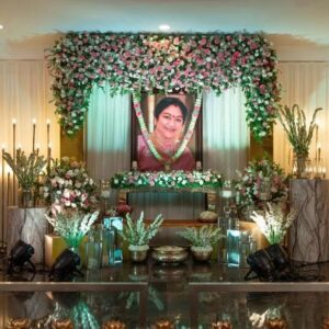 Preetha Vijayakumar Instagram - Amma's 10th year anniversary prayer meet 23.07.2023 🙏 Those we love never truly leave us. There are things that death cannot touch. Miss you so much Mummy You were the reason for all the happiness and positivity and you continue to be so... We will always celebrate you Love you Ma Decor:@geetuevents Photography:@jaganselvamphotography Venue:@prithapalace