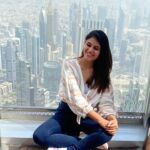 Pujitha Devaraj Instagram - At the top @burjkhalifa @dubai 🏙️ PC : Dad💛 #dubai #instatravel #travelgram #pujitha #burjkhalifa