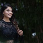 Pujitha Devaraj Instagram - Glimpses from Fight club Audio release🎶🎵 Thankyou @solamedia_starz ✨ Shot by @thesavouriesshots Outfit @stitchhousesalem Hair @abi_makeup_artist #black #blacksaree #anchor #emceeing