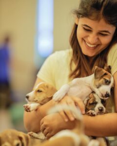 Pujitha Devaraj Instagram - Introducing my babies🐾 Getting back to my fav spot on earth @pawga_ 🐶after ages is truly a bliss✨ All these puppies are up for adoption,so pls contact @blue_cross_rescues to take them home🐾 📸 @thatmadraskaran #dontshopadopt #indies #pawga #instadog #puppy