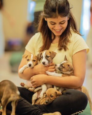 Pujitha Devaraj Instagram - Introducing my babies🐾

Getting back to my fav spot on earth @pawga_ 🐶after ages is truly a bliss✨
All these puppies are up for adoption,so pls contact @blue_cross_rescues to take them home🐾
📸 @thatmadraskaran 

#dontshopadopt #indies #pawga #instadog #puppy