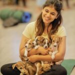 Pujitha Devaraj Instagram - Introducing my babies🐾 Getting back to my fav spot on earth @pawga_ 🐶after ages is truly a bliss✨ All these puppies are up for adoption,so pls contact @blue_cross_rescues to take them home🐾 📸 @thatmadraskaran #dontshopadopt #indies #pawga #instadog #puppy