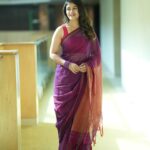 Pujitha Devaraj Instagram - Saree❌ Saree’eeeeee’✅ Day 2 of hosting Credai Statecon 2024✨ Saree by fav @izhaimadras Shot by @gett_o_ Hair @_stylenart_ #violetsaree #sareelove #simplelook #chennai #suntv #feb #vibecheck #southindiansaree Sarees always give a new definition, right?