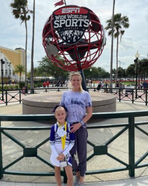 Rachel Reynolds Instagram - So proud of this girl and her teammates performing on a national stage!  They were fantastic!!! 💜🤍 #geauxbengals