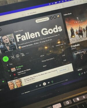 Rachel Van Dyken Instagram - Knee deep, had to put the playlist back on. Here we goooooooooo I’m pretty sure I’ve never loved a book more. 🙌 let’s go @redtowerbooks 
I’m ready. I don’t think the readers are though, let’s bring the pain, glory, love, suffering, most of all let’s  make them never forget who rises and who falls.

“Old myths, old gods, old heroes have never died. They are only sleeping at the bottom of our mind, waiting for our call. We have need for them. They represent the wisdom of our race.” -Stanley Kunitz 

Deluxe Hardcover up for pre-order, link in bio 💋
Music cred @beechlovemusic #ragnarok #romantasy #contemporaryromantasy #norsemythology #norsebook