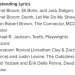 Rachel Bloom Instagram - Pretty floored that we’re in the same category as some of my favorite lyricists of all time. Thank you, #dramadeskawards! FYI you can see #deathletmedomyshow this Sunday in Los Angeles as part of the @netflixisajoke festival (ticket link in bio). And tickets for my Williamstown run will be available soon!