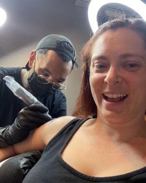 Rachel Bloom Instagram - The arm garden is growing! Next tattoo: Stewie from “Family Guy” on my face!