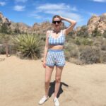 Rachel Hurd-Wood Instagram - A very memorable day in Joshua Tree. We climbed, wandered and stayed hydrated! 💧 My shorts and top are from the wonderfully sustainable and chic @alohas 🦋 #gifted #joshuatree