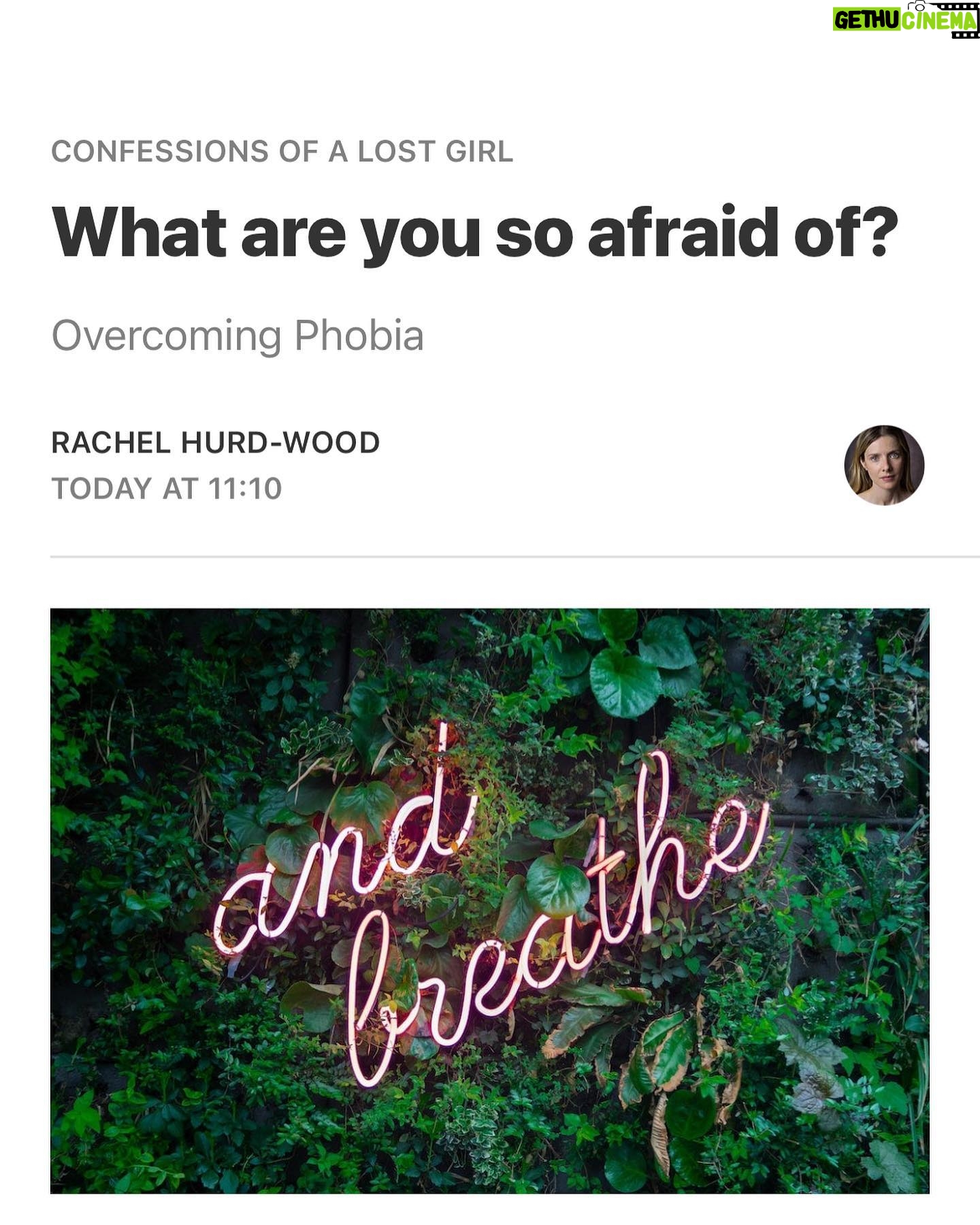 Rachel Hurd-Wood Instagram - Find my free article about overcoming fear and phobia on Substack, link in bio x
