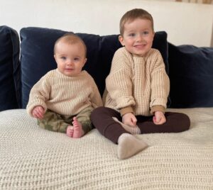 Rachel Hurd-Wood Instagram - It’s all worth it 🥰

So much of parenting is bone-aching exhaustion, being pushed to your limits and questioning yourself. But then, watching how sweet Liam is with his sister, how if she’s crying he’ll get her a toy or sing to her, is so totally heart melting I don’t even know what to do with myself. Makes me think I’m doing something right. 

As I’m typing this, Stella is asleep on me after we slow danced to @oliviarodrigo and everything feels perfect. 💕

The little ones are dressed in ultimate cosy and eco-chic leggings and matching jumpers from @thesimplefolkco 🤍

#gifted #brotherandsister #adorable