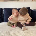 Rachel Hurd-Wood Instagram - It’s all worth it 🥰 So much of parenting is bone-aching exhaustion, being pushed to your limits and questioning yourself. But then, watching how sweet Liam is with his sister, how if she’s crying he’ll get her a toy or sing to her, is so totally heart melting I don’t even know what to do with myself. Makes me think I’m doing something right. As I’m typing this, Stella is asleep on me after we slow danced to @oliviarodrigo and everything feels perfect. 💕 The little ones are dressed in ultimate cosy and eco-chic leggings and matching jumpers from @thesimplefolkco 🤍 #gifted #brotherandsister #adorable