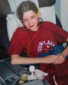 Rachel Hurd-Wood Instagram - 12 years old, on board the flight to Australia to film Peter Pan, my most beloved @beverleyknight CD (Who I Am) playing on my Walkman. Awkward, shy, a bit weird. Not a lot’s changed except I no longer own that Walkman. What were you like at that age? 🧚‍♀️