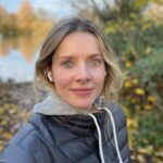 Rachel Hurd-Wood Instagram - Feeling relatively peaceful, and lucky that Russ is around to help with the kids, allowing me to go for a run this morning. Something that would have once felt like a chore, is now a huge privilege to have the time to do. (Running with a pram doesn’t give quite the same sense of freedom, I have tried it, but Stella just gets frustrated at being cooped up nowadays!) Grateful for the blue sky and a hit of endorphins today. And borrowing Russ’s @patagonia jacket, lightweight and warm against the 🥶 How are you today? X