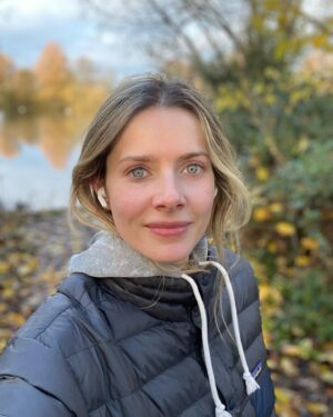 Rachel Hurd-Wood Instagram - Feeling relatively peaceful, and lucky that Russ is around to help with the kids, allowing me to go for a run this morning. Something that would have once felt like a chore, is now a huge privilege to have the time to do. (Running with a pram doesn’t give quite the same sense of freedom, I have tried it, but Stella just gets frustrated at being cooped up nowadays!)

Grateful for the blue sky and a hit of endorphins today. And borrowing Russ’s @patagonia jacket, lightweight and warm against the 🥶 

How are you today? X