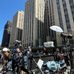 Rachel Maddow Instagram - After spending the morning in the courtroom for opening statements in Donald Trump's criminal trial in New York, Rachel braved the media jungle outside the courthouse. Rachel shares her impressions of the day and the case coming up in special coverage next hour! Thanks to @vaughn_hillyard for the photos!