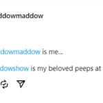 Rachel Maddow Instagram - Heads up! Rachel is using Threads! @MaddowMaddow is her personal account there. The IG side of that account is just a placeholder, which is why it’s set to “private.”
