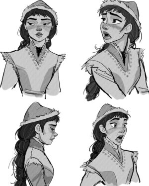Rachel Matthews Instagram - Frozen 2 is officially out on Blu-ray today!! Here are some of my favorite concept sketches of Honeymaren done by Jin Kim, a development artist at Disney ❄️
@disneyfrozen #honeymaren