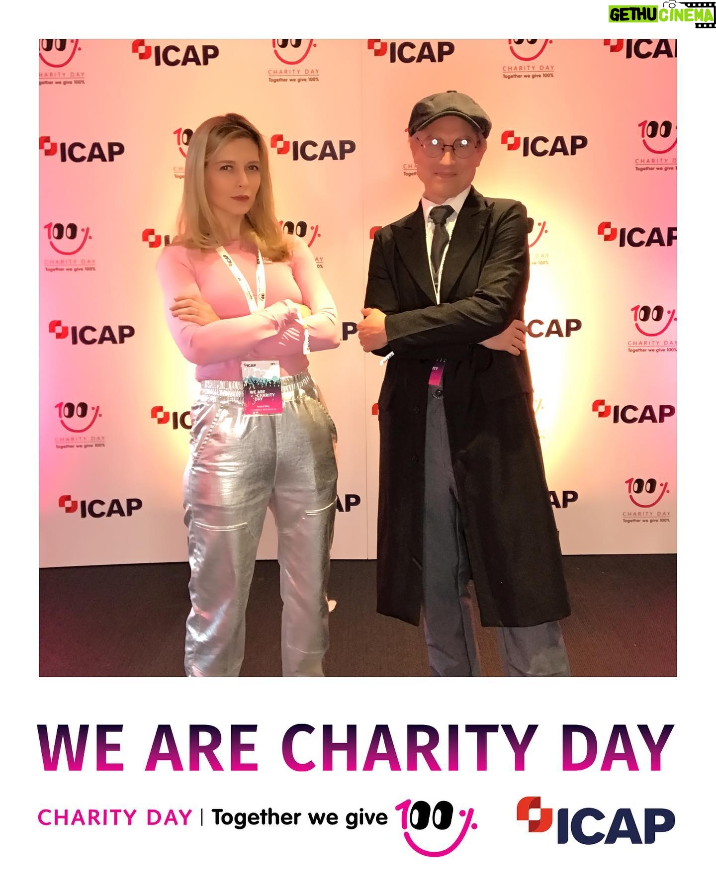 Rachel Riley Instagram - Big thanks to everyone at @icapcharityday for picking @alzheimersresearchuk as one of the charities benefitting from your day of fancy dress madness fundraising today! Apologies to these brilliant servicemen who I thought had just gone and got really good costumes and so asked to borrow the sword and helmet for a pic šš¤£ now I look back at Spencer, the Toy Story soldier taking me round last year, the quality of their look is rather different⦠Thanks for looking after me this year Peaky Blinder Dom, and to the many traders who let me āhelpā on their desks/phones to raise money. ARUK are hoping to find a cure for dementia in our lifetimes and Iām so pleased they were chosen again to be supported by ICAP today. #charity #ICAP #alzheimersresearchuk #aruk #fancydress
