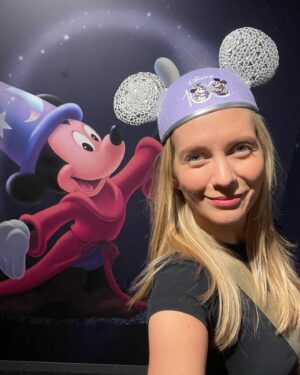 Rachel Riley Instagram - Hola! Shalom! Salaam! - one of the first lines in the gorgeous new Disney movie - Wish 🌟 

Took the girls for their first ever trip to the cinema and what a lovely experience it was. The film is a new instant classic in my book, enjoyed the girls sitting on my lap during the scary bits, wagging their fingers saying, “naughty, naughty King” 😂

I’m glad we’re in the Disney age with them now, can’t wait till they’re old enough for the parks. We enjoyed the Disney 100 exhibition together a few weeks back too, although I probably would have enjoyed it more without them and actually being able to listen to and read the displays (sorry girls!).

Thanks too for the purple Asha costume that was #gifted to Mave, lots of little girls will enjoy dressing up as her for years to come I’m sure.

#premiere #wish #disney #asha #disney100