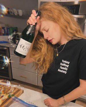 Rachelle Lefevre Instagram - I think Victoria would like this Christmas tee…Thank you @westmountmassive for sharing my dark humor. As you can see in the second photo, you got me through Friendsgiving! So many people at the party asked me where I got my shirt that I thought I’d share here too. Support small, independent businesses AND make your family laugh- WIN WIN! Go to their IG or Etsy page today and you might still get one before Christmas! But plenty of other shirts too ;) Not an ad, just supporting a small business I like 😘 #shopsmall #holidaytees #holidayoutfit #christmastee #humor #funnytees