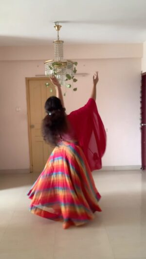 Radhika Radhakrishnan Instagram - Channeling my inner Bebbojaan🦋
This is the first time me trying Kathak so pls  ignore my flaws. I know you are eying on this skirt, DM @aaroha_clothing and get yours now♥️
#heeramandi #sakalban #radhikaradhakrishnan