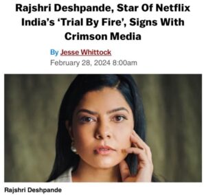 Rajshri Deshpande Instagram - The journey of a thousand miles begins with one step.
- Lao Tzu

Looking forward to this exciting journey in new territory’s with the incredible team in LA @thecrimsonmedia @mpkniaz14 @suchirbatra @hannahmulderink 

@deadline