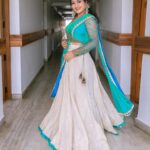 Raksha Raj Instagram - 💙🦚 . Designer : @lizcreationsboutique Photography : @vkphotography.cbe MUH : @zairmakeoverstudio Jewels : @orchidfashionstores . . #inauguration #vadakkenchery #picoftheday