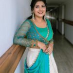 Raksha Raj Instagram - 💙🦚 . Designer : @lizcreationsboutique Photography : @vkphotography.cbe MUH : @zairmakeoverstudio Jewels : @orchidfashionstores . . #inauguration #vadakkenchery #picoftheday