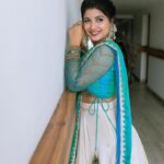 Raksha Raj Instagram - 💙🦚 . Designer : @lizcreationsboutique Photography : @vkphotography.cbe MUH : @zairmakeoverstudio Jewels : @orchidfashionstores . . #inauguration #vadakkenchery #picoftheday