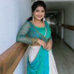 Raksha Raj Instagram - 💙🦚 . Designer : @lizcreationsboutique Photography : @vkphotography.cbe MUH : @zairmakeoverstudio Jewels : @orchidfashionstores . . #inauguration #vadakkenchery #picoftheday