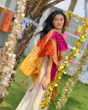 Ramola Instagram - "Life is a painting, and you are the artist. ..."🌈 

#lifeiscolorful #belikearainbow #holidays #shoottime #actresshot #holiattire #bandhinidupatta #newstyle #actressramola #whitesalwar #celebrationmode
