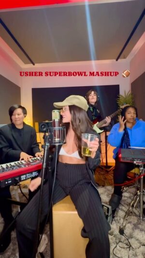 Raquel Castro Instagram - @usher just has too many bangers, what do you wanna see @ halftime?! 🏈 

#usher #superbowlhalftime #fyp #superbowl #throwback #winewednesday #mashupsong #coversong