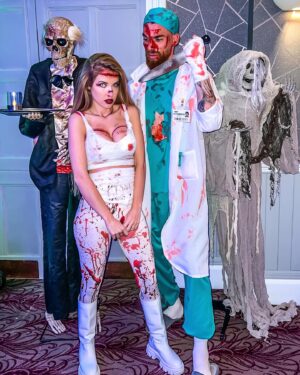 Raquel Jacob Instagram - Some people are born for Halloween, and some are just counting the days until Christmas! 🎃👻💀(She was born to Halloween and he is counting the days until Christmas!)