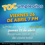 Raquel Garza Instagram - ¡Envíanos un mensaje directo, regístrate ahora y celebra en grande tu cumpleaños volviéndote loco de risa con el divertido y trastornado elenco de #TOCTOC! 🎁 Centro Cultural San Ángel 🎈 Viernes 26 de abril 🥳 Función a las 7 p.m. 🎂 Regístrate por Inbox/DM . . . . . #RaquelGarza #Cumpleaños #MejorTeatro #Teatro #Comedia #Diversión #Locura #Psiquiatra #Trastornos #TOC #Festeja #Risas #Entretenimiento #Obsesión