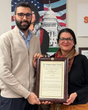 Rashida Tlaib Instagram - @motaz_azaiza  may be physically away, but his mind, soul, and heart are still in Gaza. The trauma and pain are evident in how he speaks about what he lived through and witnessed. He wants to save lives. He wants to help as many Palestinians as he can (me too). The overwhelming guilt weighing on him is felt instantly. Many of you reading this feel it too. How do we stop a genocide? 

I know this much: our existence is the resistance. We occupy space and pull a mirror up to show how silence is complicity   to show the inhumanity. 

One day, our beloved Palestine will be free. One day, Motaz will see that Allah had a plan for him when he picked up that camera. One day, a world will be created where Palestinians are allowed to live. 

We will never stop talking about Palestine. We will never forget the genocide in Gaza.