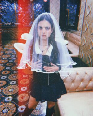 Rashmeet Kaur Sethi Instagram - Channeling my inner Wednesday i guess 😅😈

These pictures were clicked in January at a bridal shower and yes that’s a freaking veil 🥺🥺🤩❤️