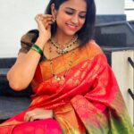 Rashmi Prabhakar Instagram - Draped in Elegance ❤️💃 Here goes my first red saree collection 😍 And I decided to get it from @vannamstudio ❤️ Should I be wearing more sarees ?