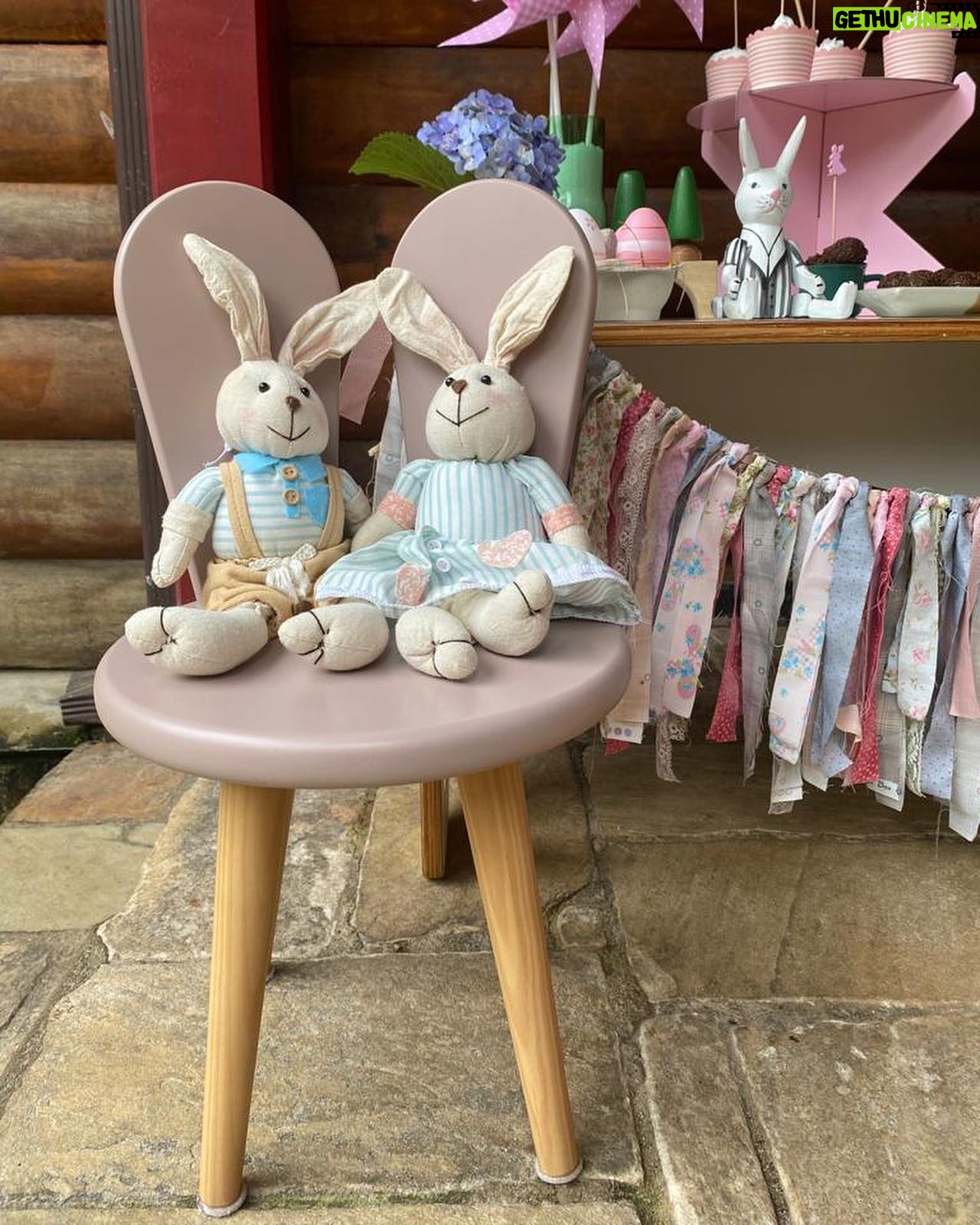 Rayana Carvalho Instagram - Quando duas famílias se reúnem para celebrar uma Páscoa dá nisso! A decoração foi toda feita com acervo pessoal com exceção de alguns descartáveis que tivemos que comprar. O varal de tassel que está na mesa e os ovinhos de feltro foram presentes feitos à mão pela minha amada sogra. Sim, ainda não superei a beleza dessas peças. Os docinhos e o bolo são caseiros. Delícias feitas pela minha secretária. Contamos também com talento de @feitoamaoarteempapelmache para trazer todo um charme com o coelhinho mais que perfeito de papel machê. E claro, a minha grande amiga @simone_82 que é ligada no 220 fazia acontecer todas as minhas pirações. Bastava eu pensar em alguma coisa e ela já estava providenciando. Uma sintonia surreal. Simone, vc já pode mudar de profissão. Rsrs Decoração foi euzinha mesma quem fez. Aliás, essa é uma novidade que está rolando por aqui. Depois conto mais um pouco para vocês.☺️ Gente, é isso que eu chamo de uma celebração afetiva. Quando tem amor de cabo a rabo! Feliz Páscoa para todos! 🥰🐰❤️ P.S: Terá mais um post cheio de coelhinhos lindos!🙈