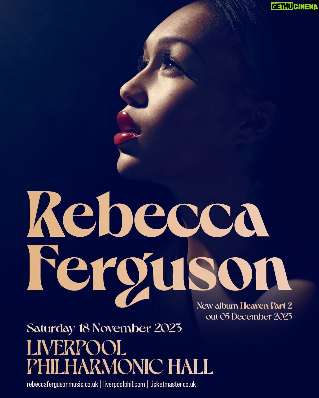 Rebecca Ferguson - 2.3K Likes - My New Album Heaven Part II will be out 05 December.
I’ll be performing my new music in my hometown where it all began…
I hope to see you all there ❤️