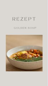 Rebecca Lina Instagram - Golden Soup! 
Ihr kennt sicher alle golden Milch ?! Ich habe mir gedacht, eine Suppe mit all diesen heilenden Inhaltsstoffen und nährendem, in uns ankommenden Gemüse ist eine gute Idee.
Das schöne an dieser Suppe ist, sie verbindet zwei Elemente! Die flüssig pürierte Suppe trifft auf die selben Zutaten, in im Ofen gerösteter  Form. Alle Gewürze nutze ich auch für das Ofengemüse! 
Der Geschmack und die heilende Kraft der Zutaten werden dich liebevoll umarmen. 
Du brauchst:
Zutaten:
• Olivenöl
• Kichererbsen
• Süßkartoffeln
• Blumenkohl
• Karotten
• Zwiebeln
• Knoblauch
• Ingwer
• Gewürze (Kurkuma, Salz, Pfeffer, Zimt, Paprika ) 
• Gemüsebrühe 
Koche die Suppe püriere sie und garniere dann mit dem Ofengemüse. 
Köstlich !!!
Dieses Rezept ist im Zuge unserer Themenwoche entstanden zusammen mit:
@foodbyjos 
@von_tisch_zu_tisch 
@foodbyjos 
@tegernsee_kitchen 
@deeskueche 
@skueche
@thehungrywarrior