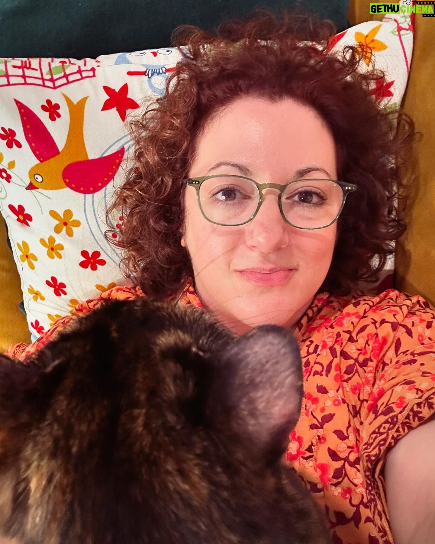 Rebecca Metz - 174 Likes - Just felt like time for a not-sad pic in my new-to-me boho robe with a weighted blanket named Harper
