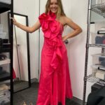 Rebecca Breeds Instagram - My dress was in honour of the Behati Prinsloo flower. 🌷And Bryan Browns trousers. I lit up the moment @jdos___ handed it to me. The perfect dress for the perfect night for the perfect show with the most perfect people. Thanks to all the wonders that brought it together and the biggest thank you to @thekickgurry for being a Maverick. Styling @jdos___ Dress @_aje_ Makeup @sarahtammer And my family at @bixiecolour @stella_bixiecolour @shereeknobel_bixiecolour for the fresh tone and styling for the night. 💕💕💕