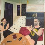 Rebecca Hall Instagram - Another new one… Morgan and Michael in the kitchen. Oil on canvas.