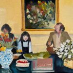 Rebecca Hall Instagram - My parents hiding behind flowers. Oil on canvas #newwork #oilpainting