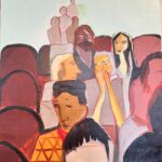 Rebecca Hall Instagram – New audience painting. Acrylic on canvas.