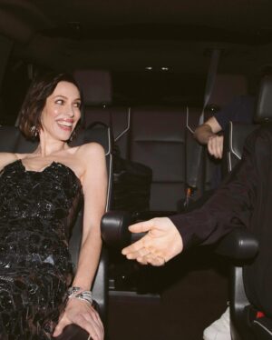 Rebecca Hall Instagram - love in advance for the people complaining about the generic actor doing carpets and fashion shots. There are more paintings coming…
.
.
.
Meanwhile thank you @sagaftrafound for a wonderful night where I got to cheer @epluribusyourmom and his @gildedagehbo co stars. Thank you @voguemagazine for making a spectacle of us getting dressed. Photos by @catielaffoon dress @gabrielahearst last minute tile fixing and general sartorial administration @bailey.moon